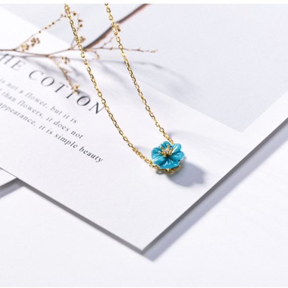 Authentic Turquoise Stone Flower Necklace Chain - Picture 7 of 12